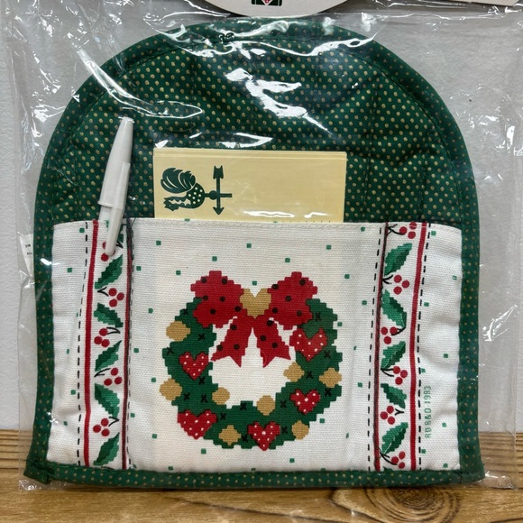 1993 Cambridge Holiday Christmas Wreath Recipe Card Pot Holder - Picture 2 of 6
